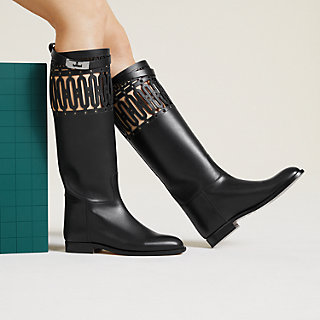 *HERMES*Jumping ブーツ メタリックスタッズベルト付 ブラック HERMES】Jumping ブーツ メタリックスタッズベルト付 ブラック